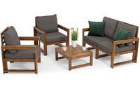 Meble ogrodowe z drewna 4-osobowe MALTA - brąz/grafit