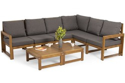 Narożnik ogrodowy XXL MALTA  6-os.+ stoliki - brąz/grafit