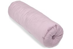 Welurowa poduszka wałek z guzikiem 50 cm - pudrowy róż