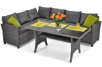 Garden corner sofa with table Stockholm - dark gray