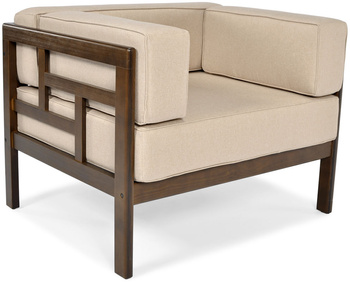 Fotel ogrodowy drewniany EDEN ciemny brąz/beż