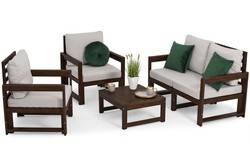 Komplet wypoczynkowy MALTA 4-osobowy - ciemny brąz/szary