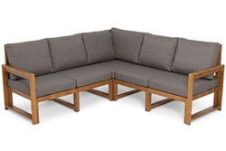 Drewniana kanapa narożna MALTA 5-osobowa brąz/grafit
