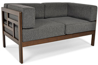 Sofa ogrodowa drewniana 2-osobowa EDEN ciemny brąz/grafit